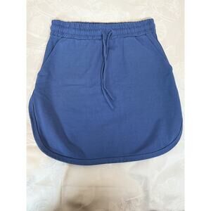Blue Drawstring Elastic Waist Casual Skirt